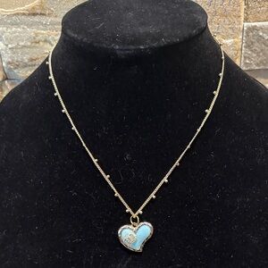 Gold & Blue CC Heart Pendant Necklace
